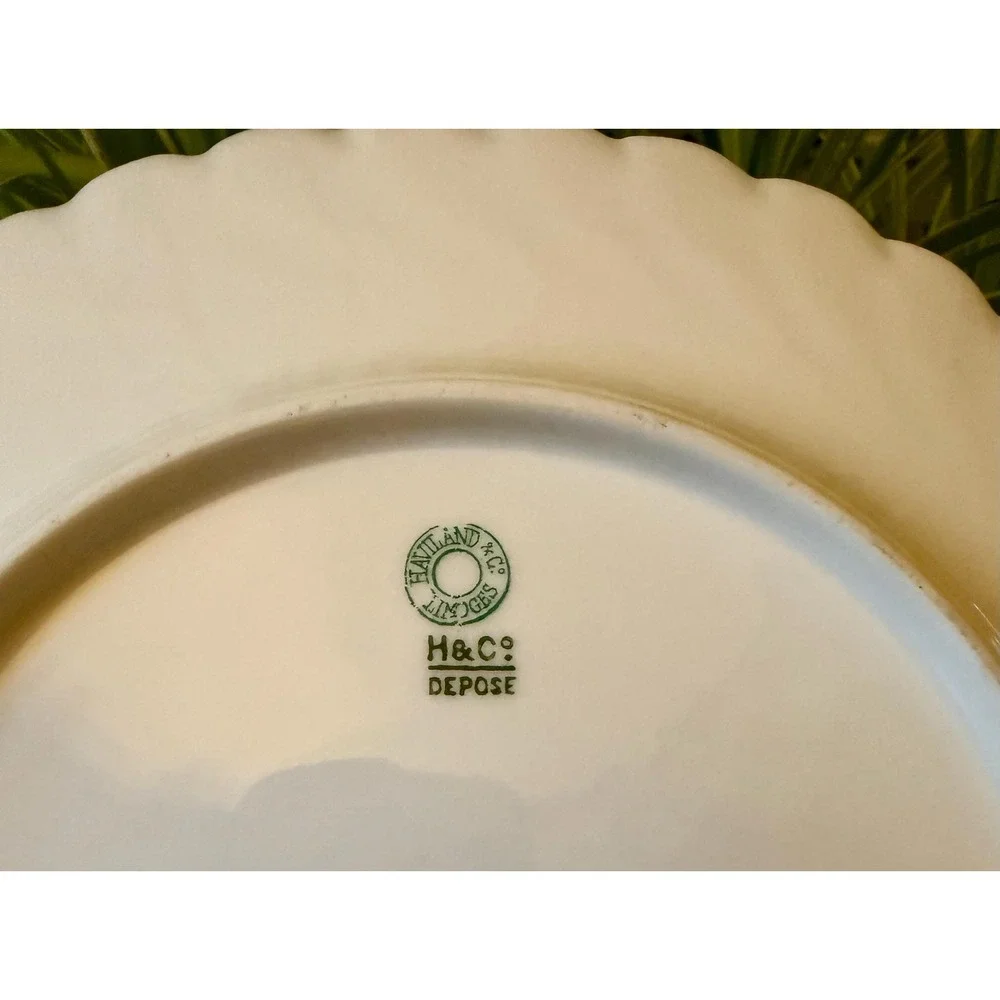 Antique Haviland Limoges Butterfly Plates, Victorian Floral Salad Set (Set of 7)